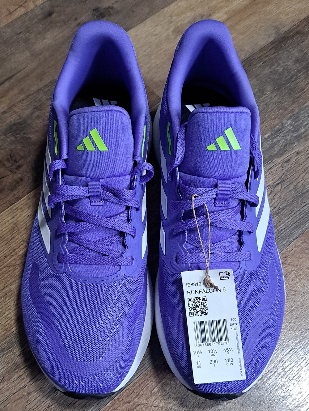 Adidas Runfalcon 5 Ortholite Shoes Mens Size 11 New With Tags Purple, Green